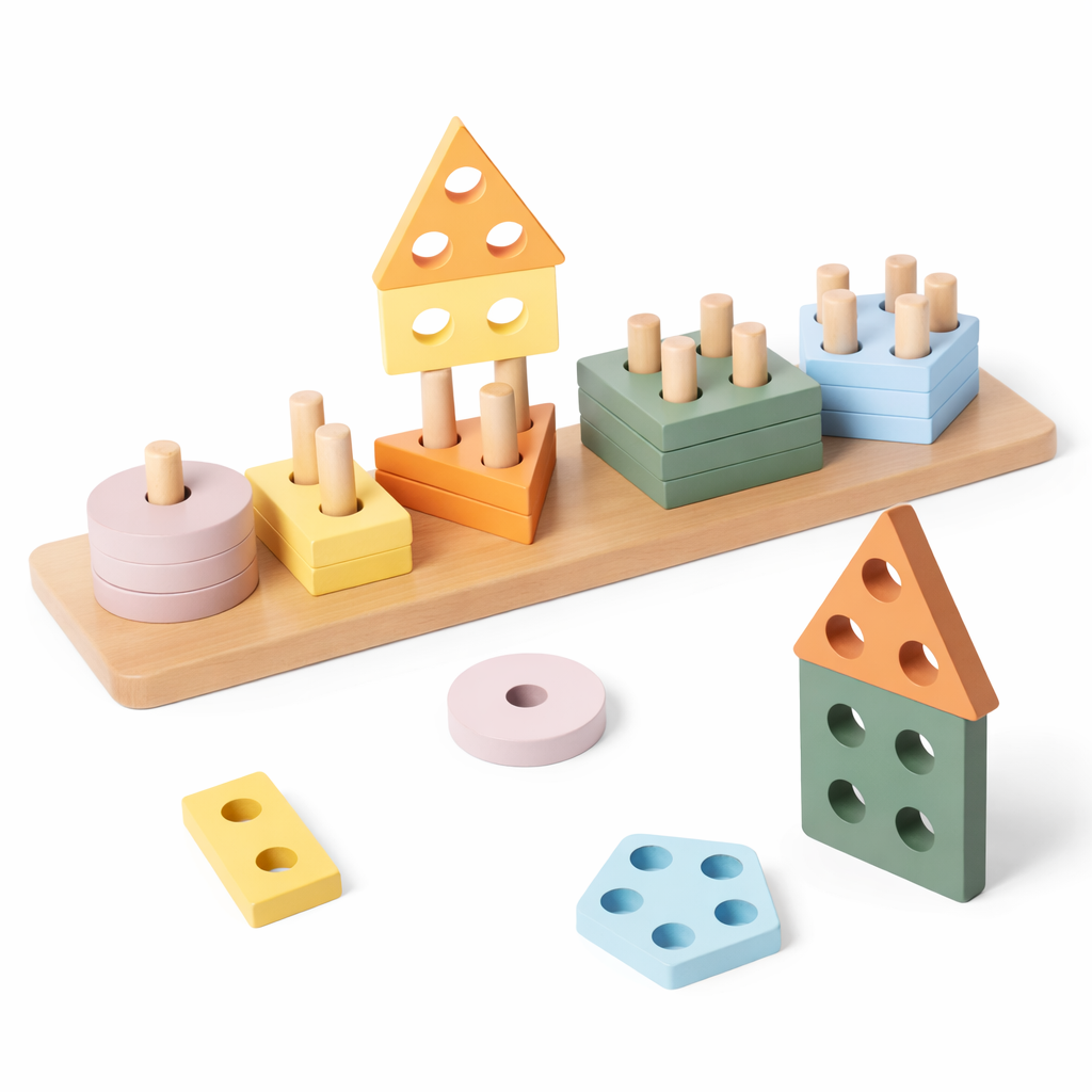 Shape Sorting Matching Baby Montessori Wooden Block
