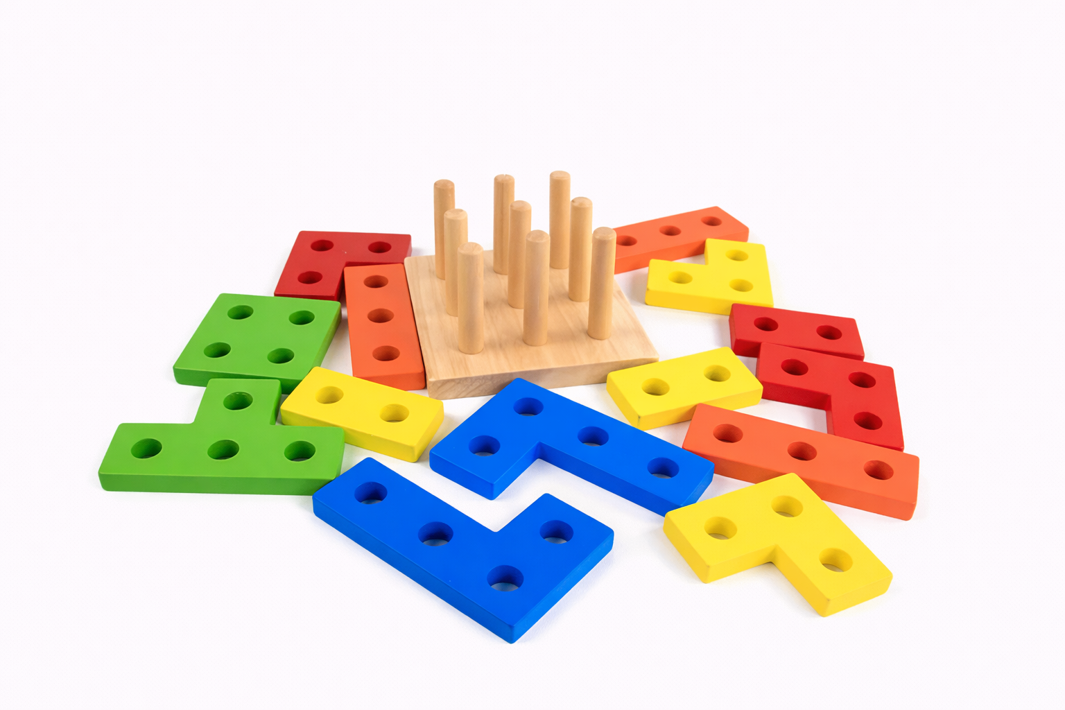 Small Educational Wooden blocks matching columbs