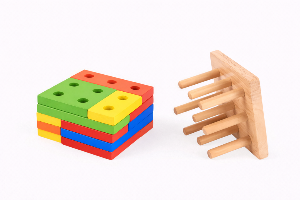 Small Educational Wooden blocks matching columbs