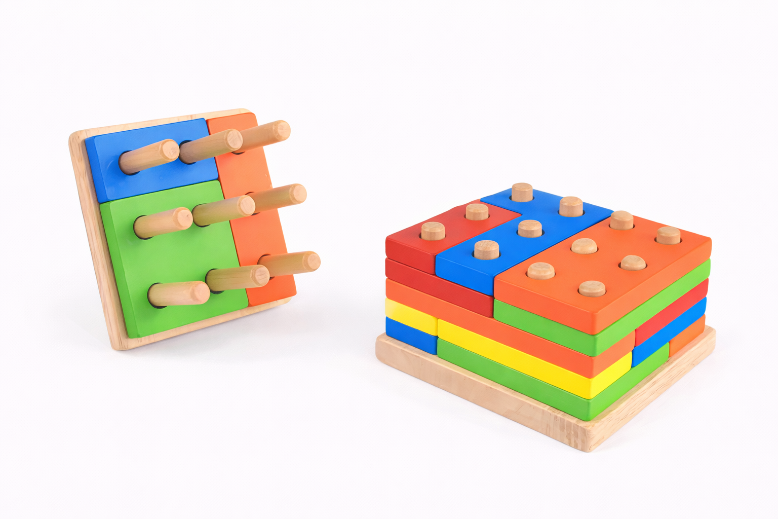 Small Educational Wooden blocks matching columbs