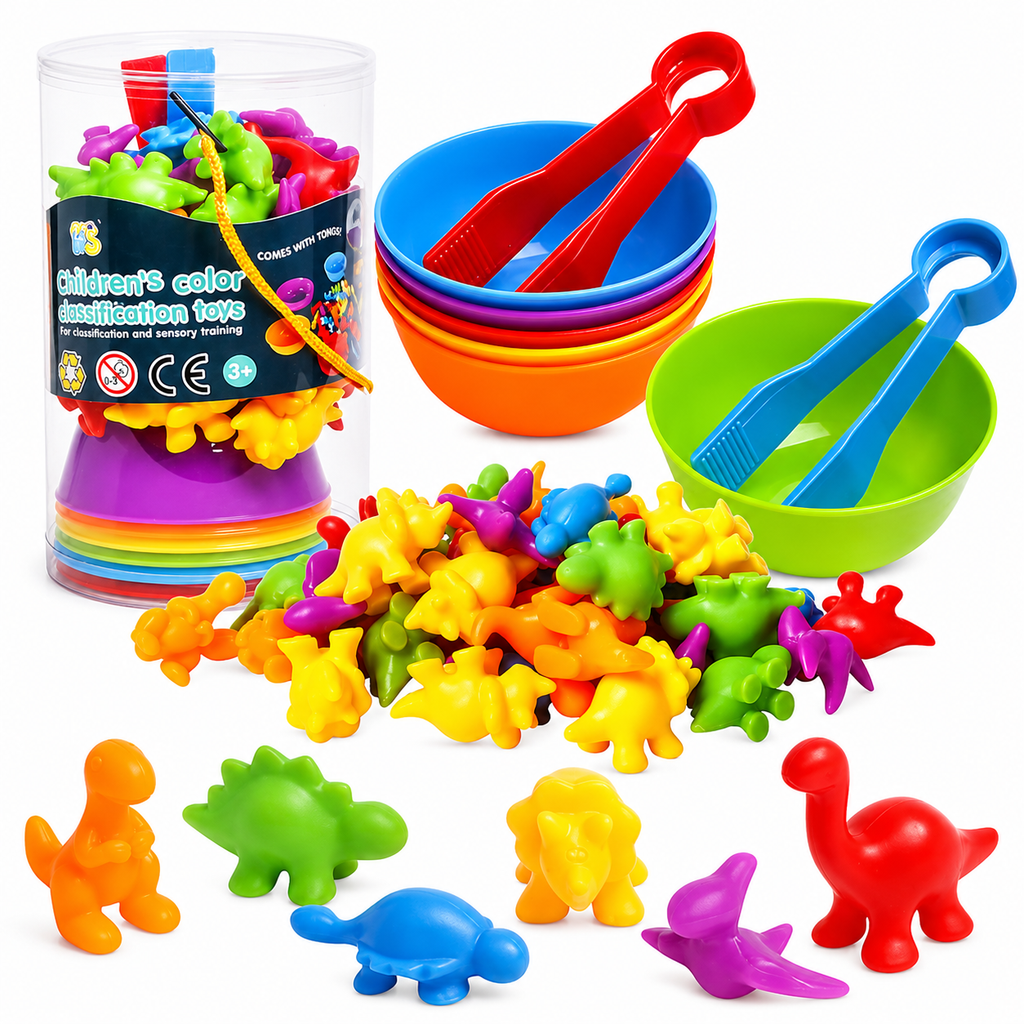 Color Sorting Cups Counting Plastic Toys Small Dinosaur