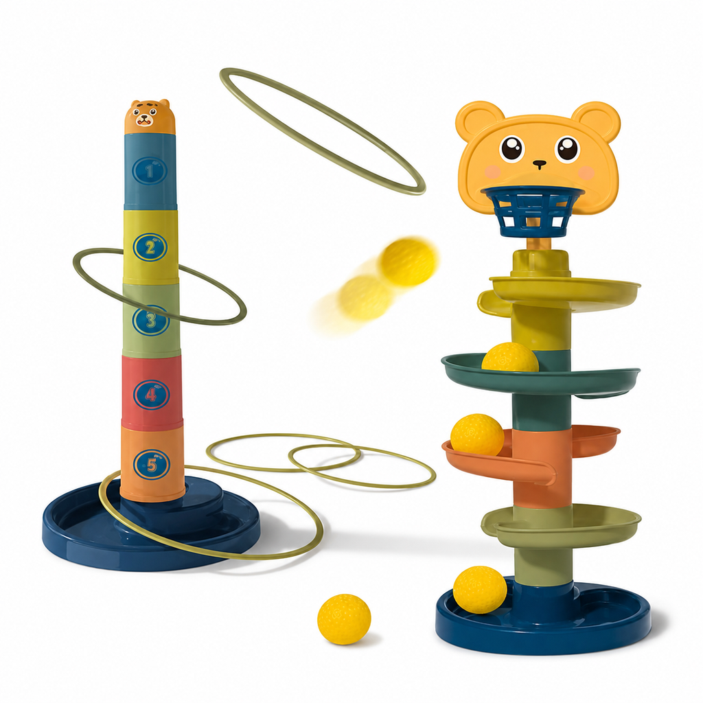2-in-1 Ring Toss & Ball Drop Educational Game for Kids