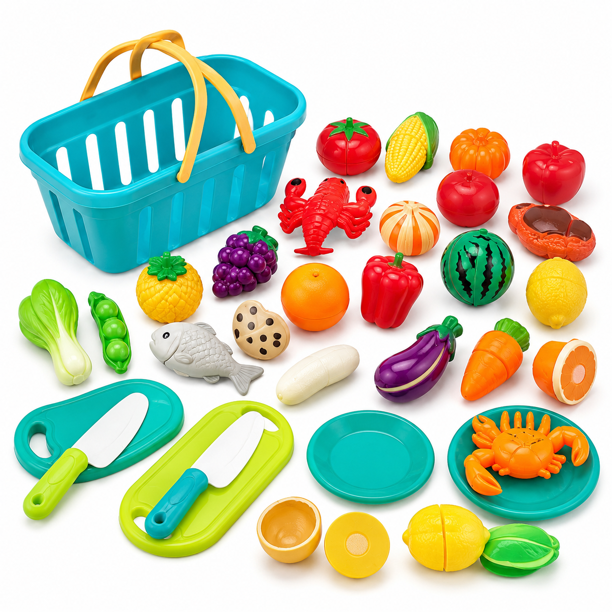 Kids Pretend Play Cutting Fruits & Vegetables Kitchen Set