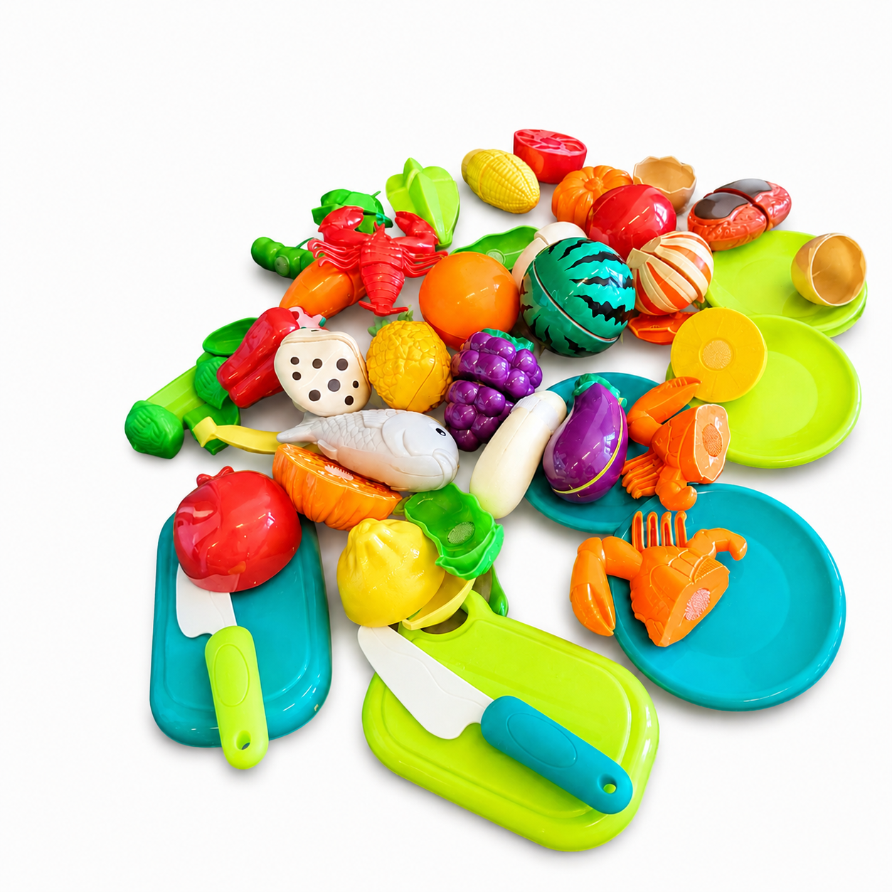 Kids Pretend Play Cutting Fruits & Vegetables Kitchen Set