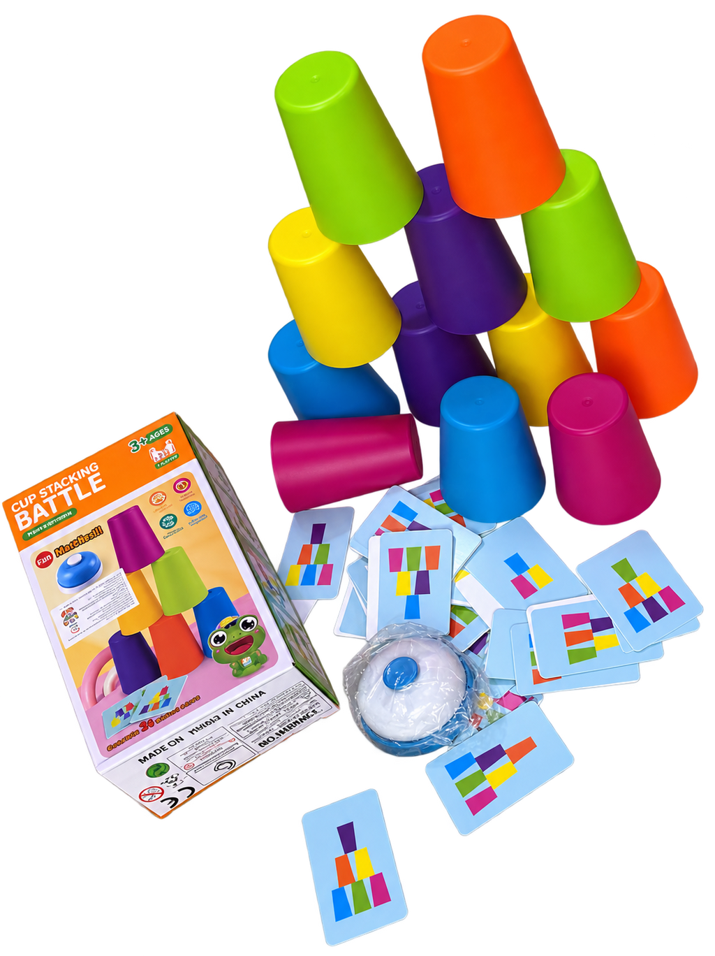 2-in-1 Educational Game Set – Cup Stacking Battle & Memory Chess