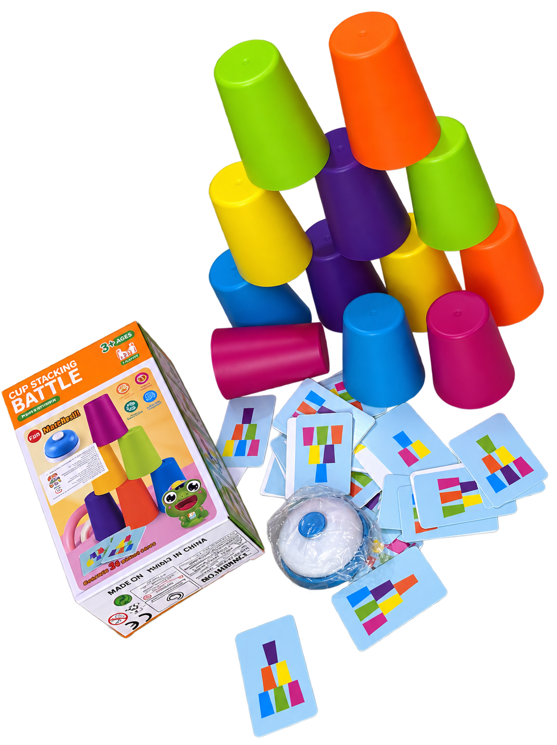 2-in-1 Educational Game Set – Cup Stacking Battle & Memory Chess