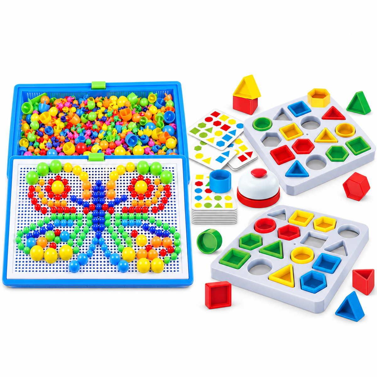 2-in-1 Educational Toy Set – Creative Mosaic & Shape Matching