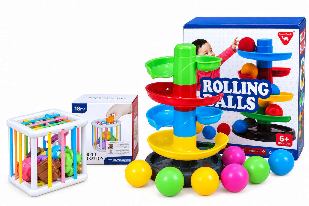 Baby Activity Bundle – Sensory Cube & Colorful Ball Track