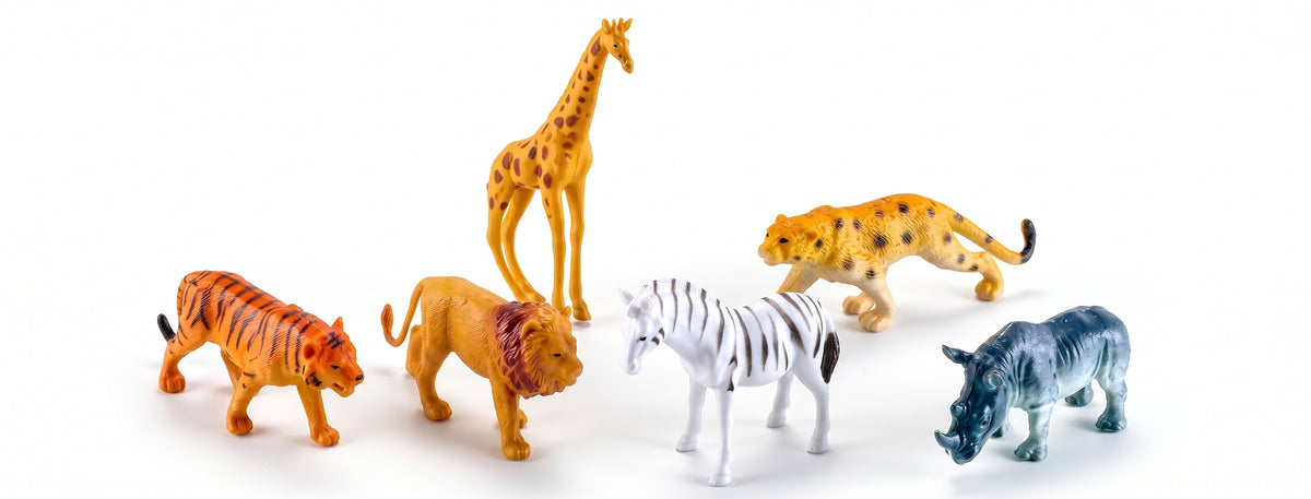 6 pieces plastic wild animals
