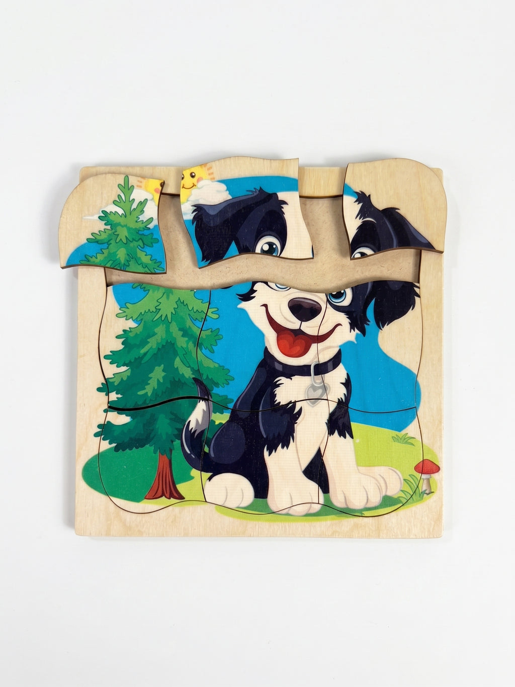 9 pieces Natural wood puzzel