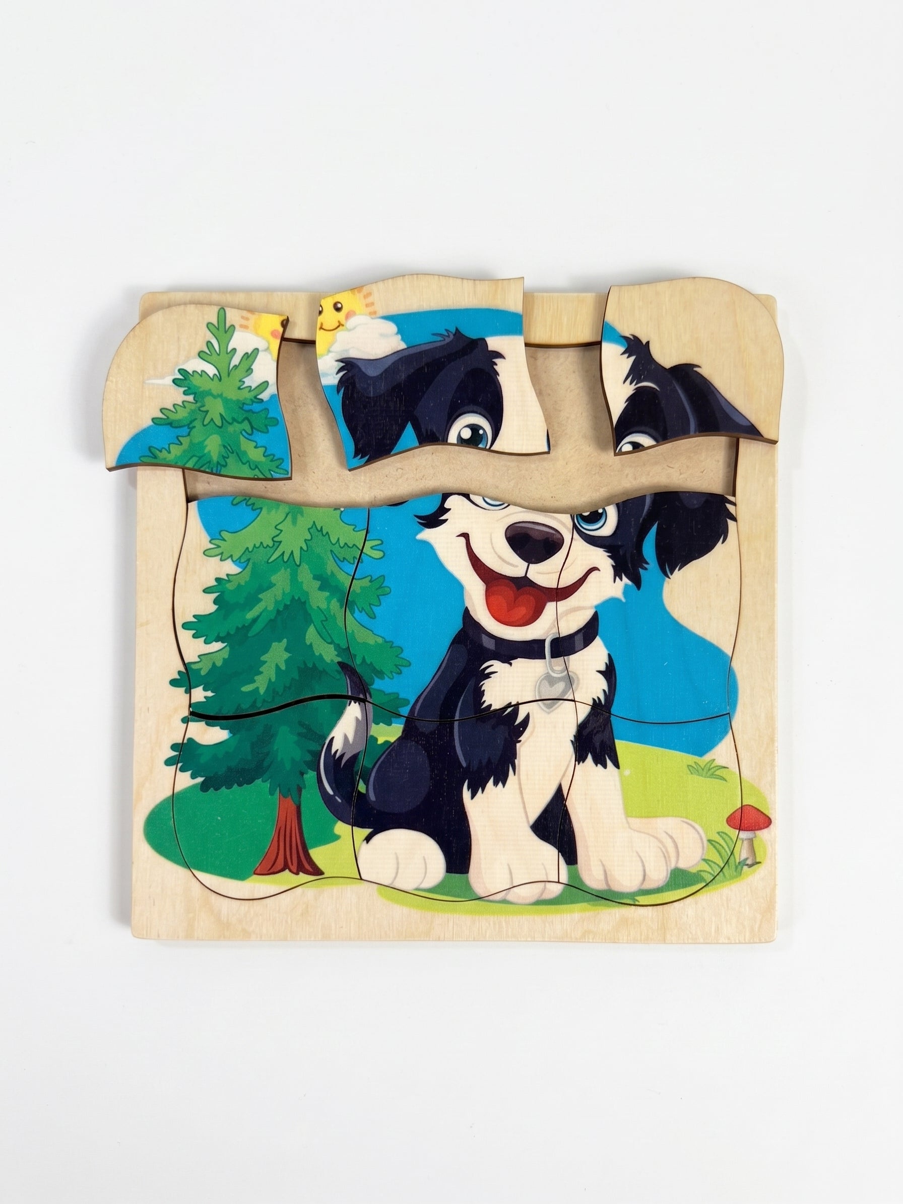 9 pieces Natural wood puzzel