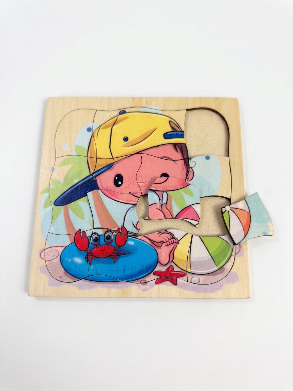 13 pieces Natural wood puzzel