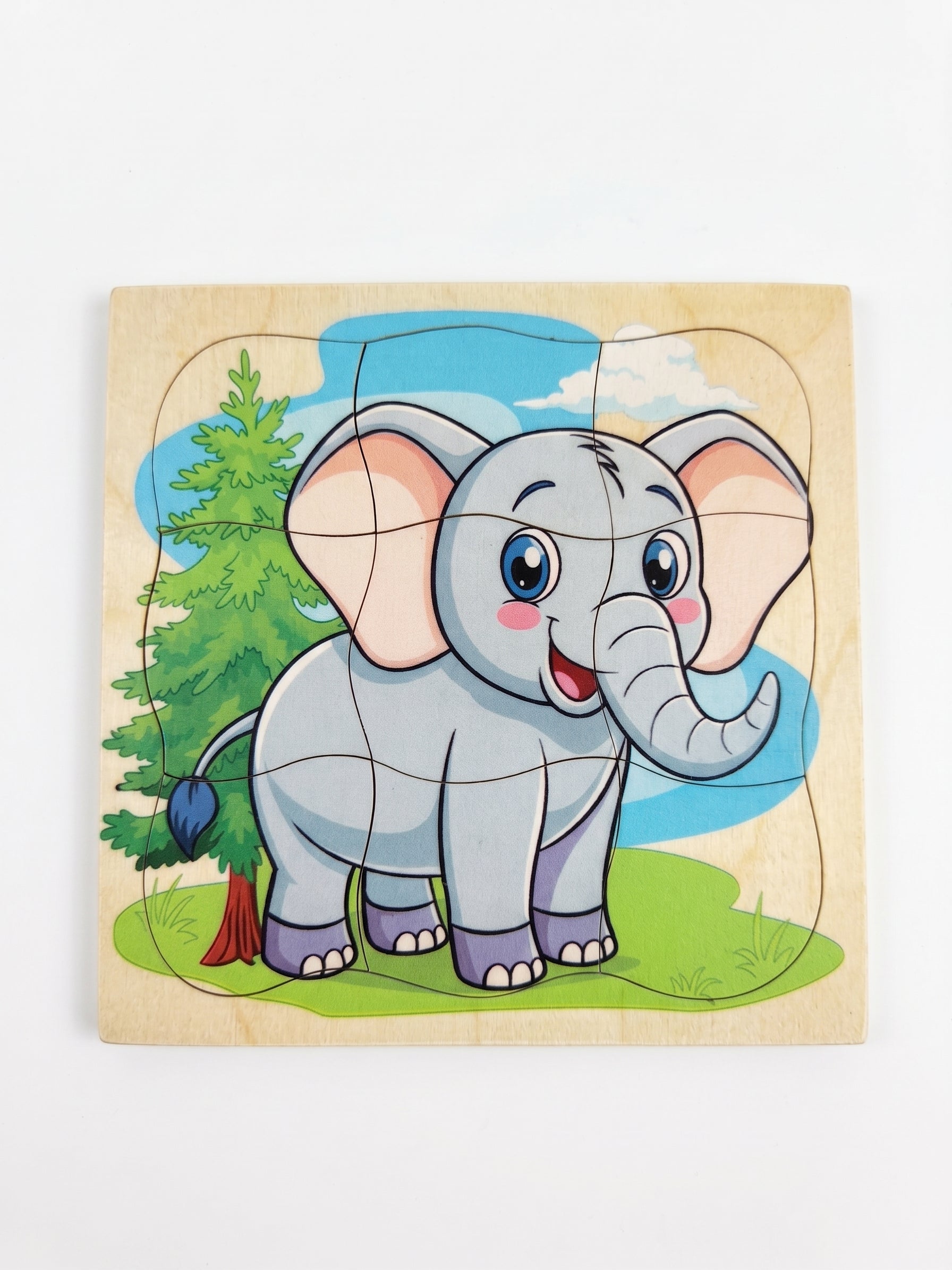 9 pieces Natural wood puzzel