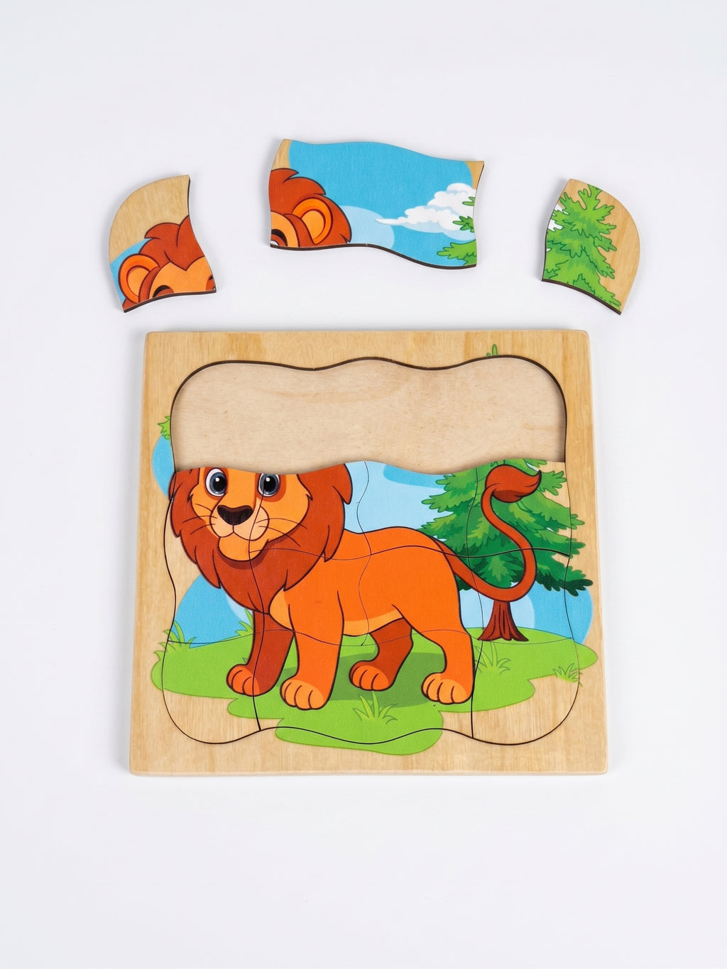 14 pieces Natural wood puzzel