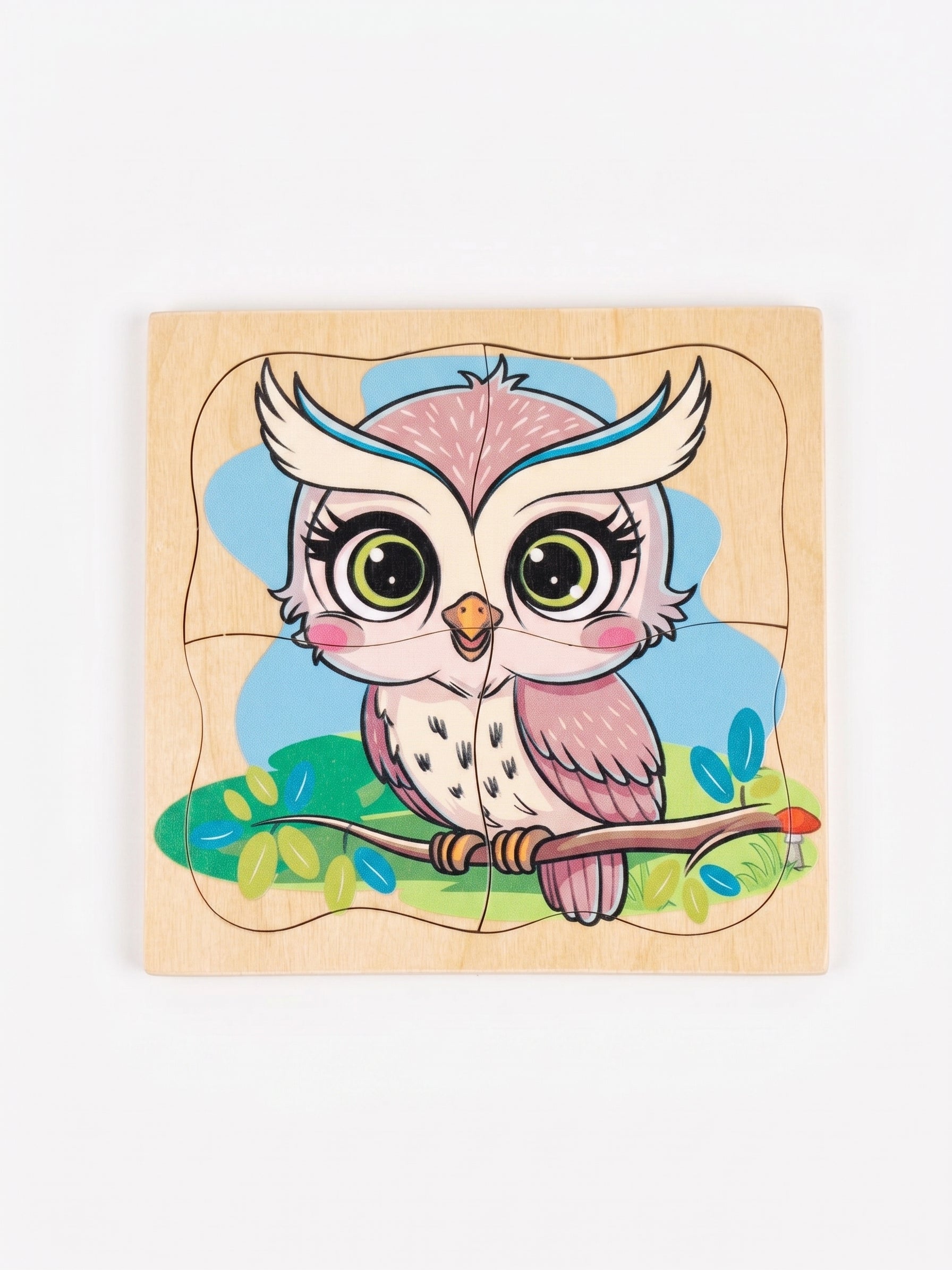 4 pieces Natural wood puzzel