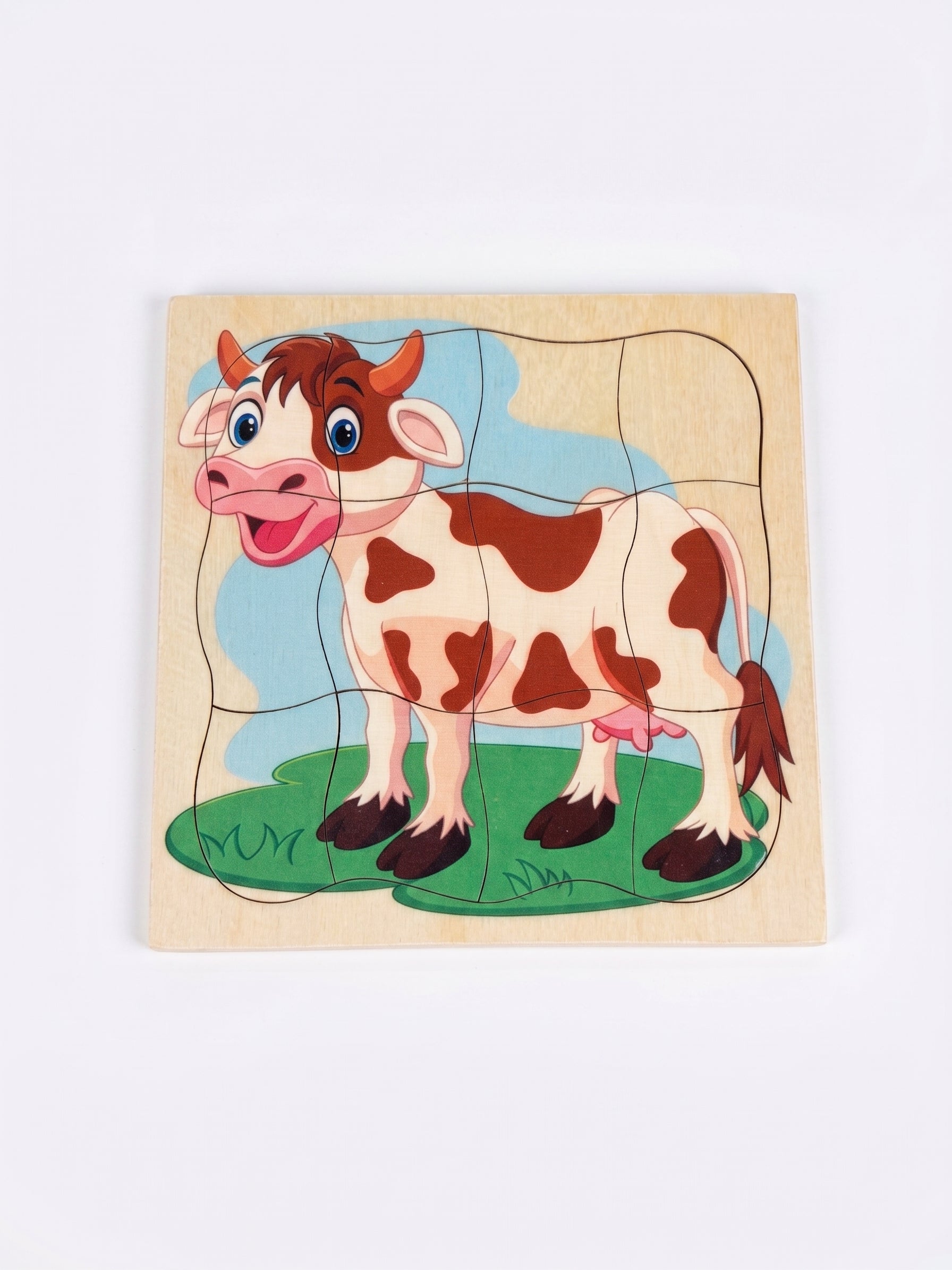 12 Pieces Natural wood puzzel