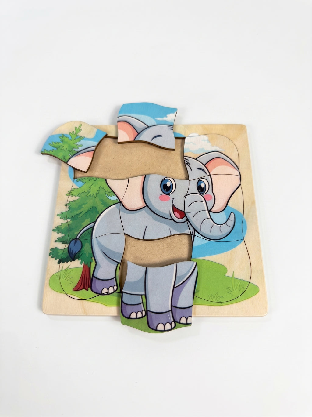9 pieces Natural wood puzzel