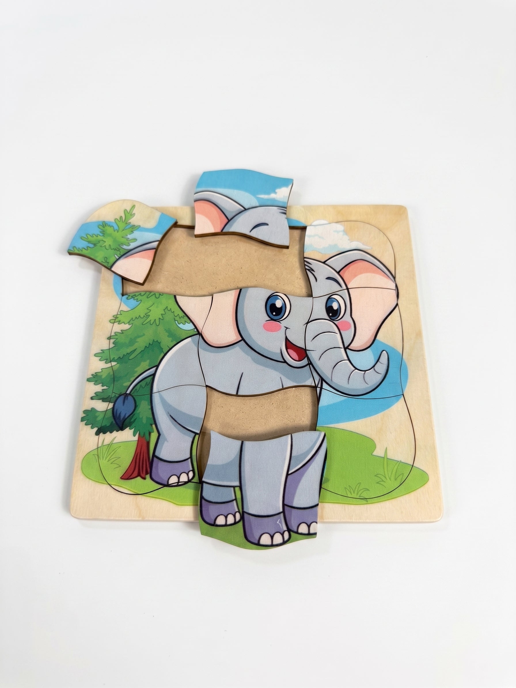 9 pieces Natural wood puzzel