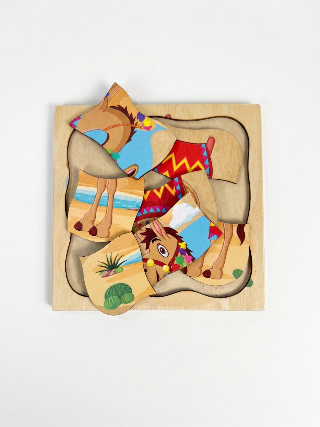 7 pieces Natural wood puzzel
