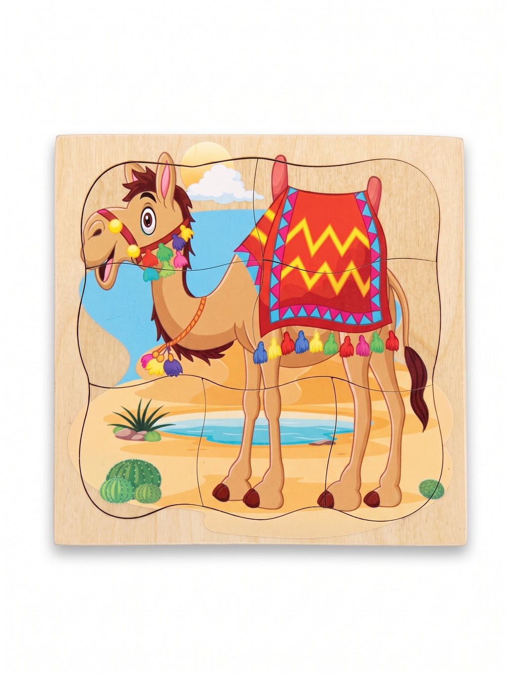 7 pieces Natural wood puzzel
