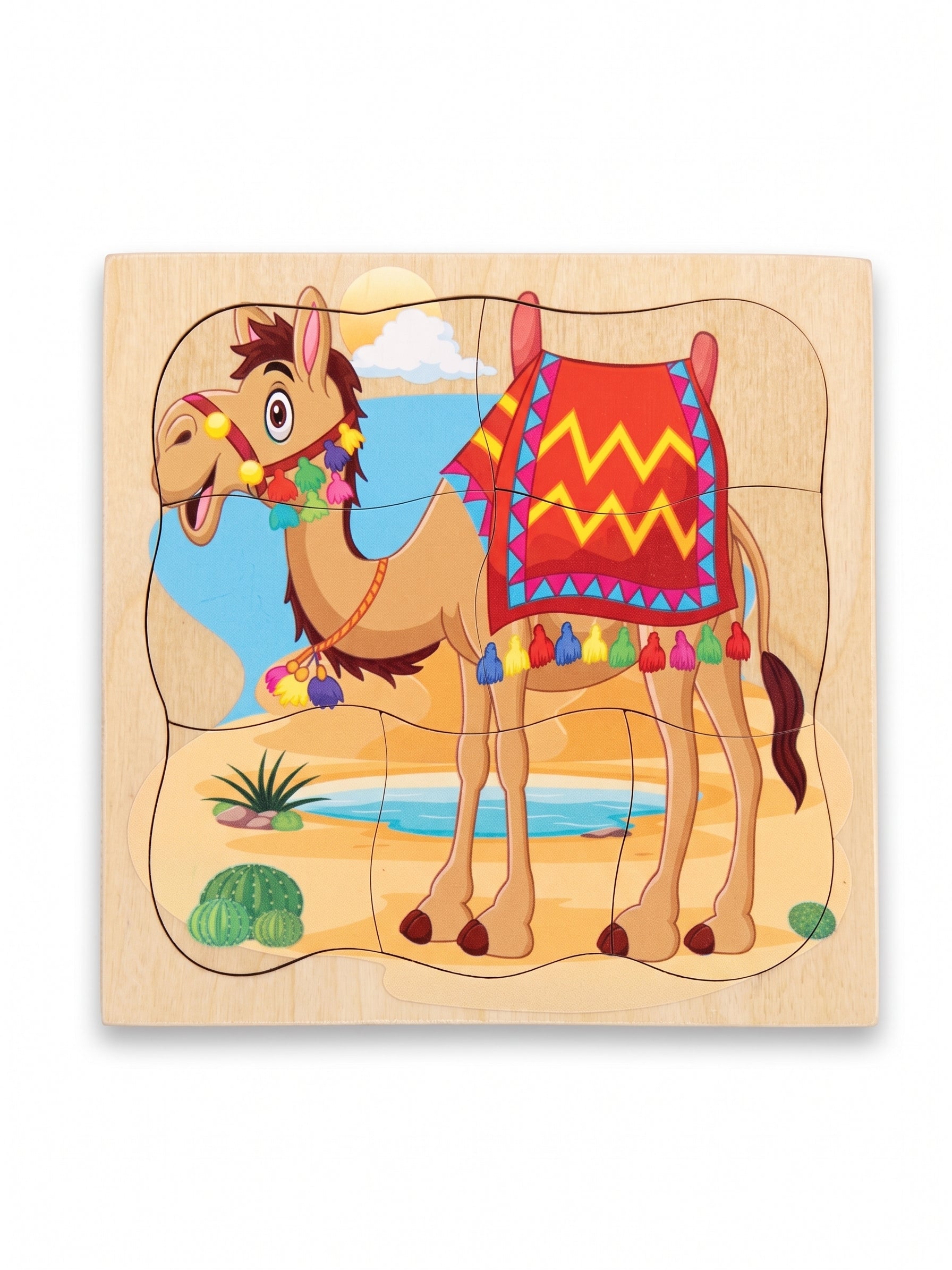 7 pieces Natural wood puzzel