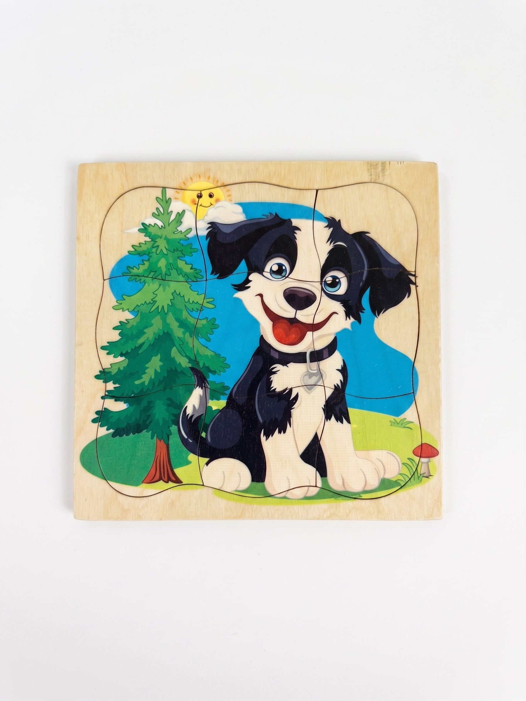 9 pieces Natural wood puzzel