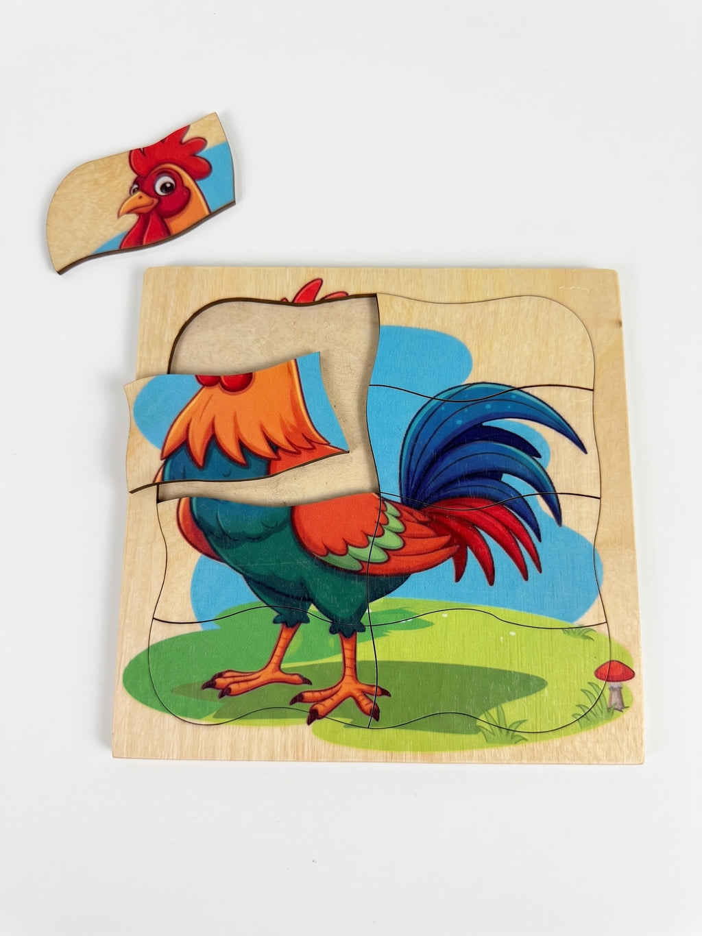 8 pieces Natural wood puzzel
