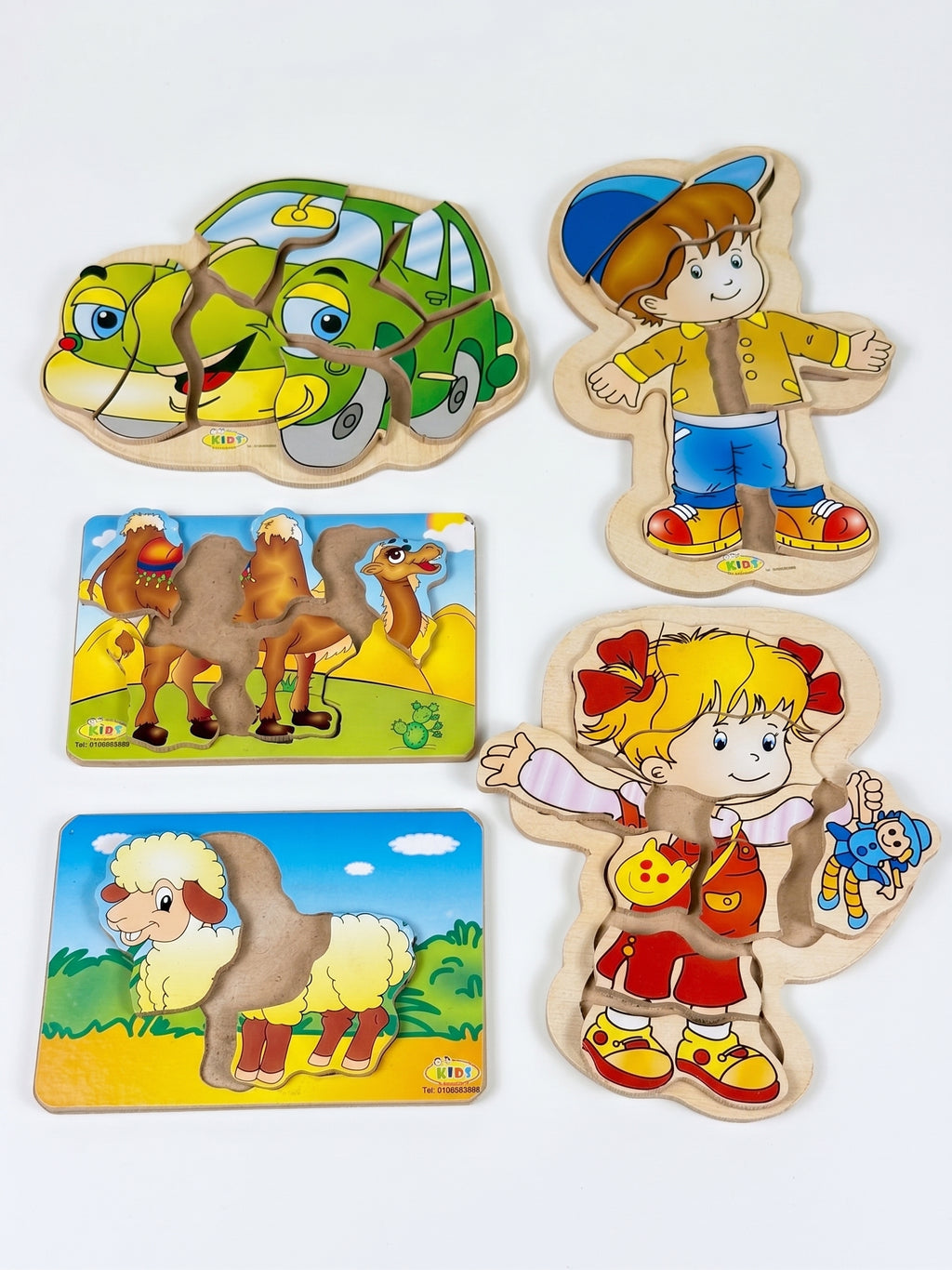 5 differen wooden puzzel boards