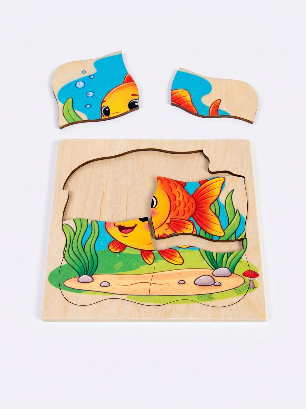 6 pieces Natural wood puzzel
