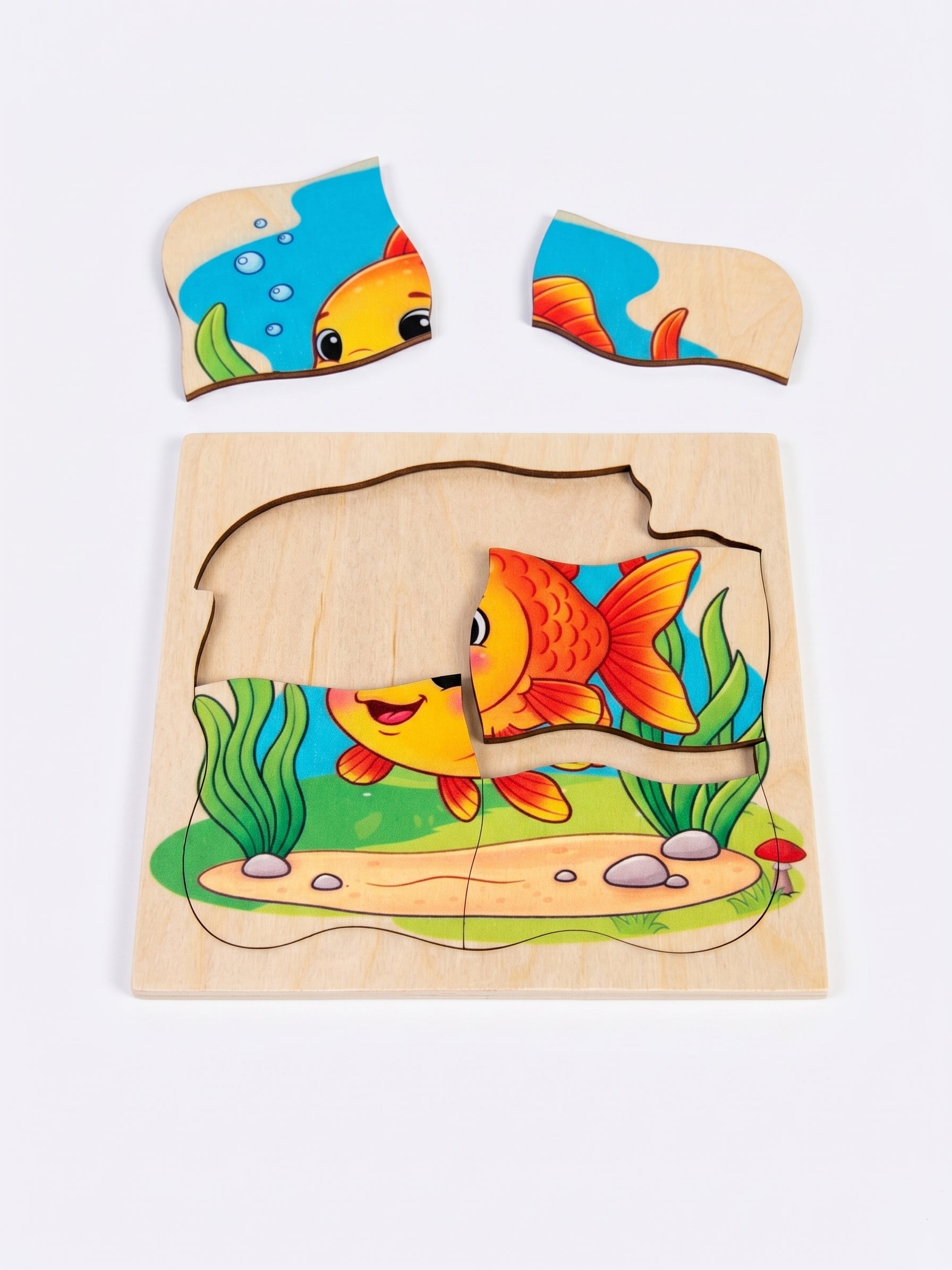 6 pieces Natural wood puzzel