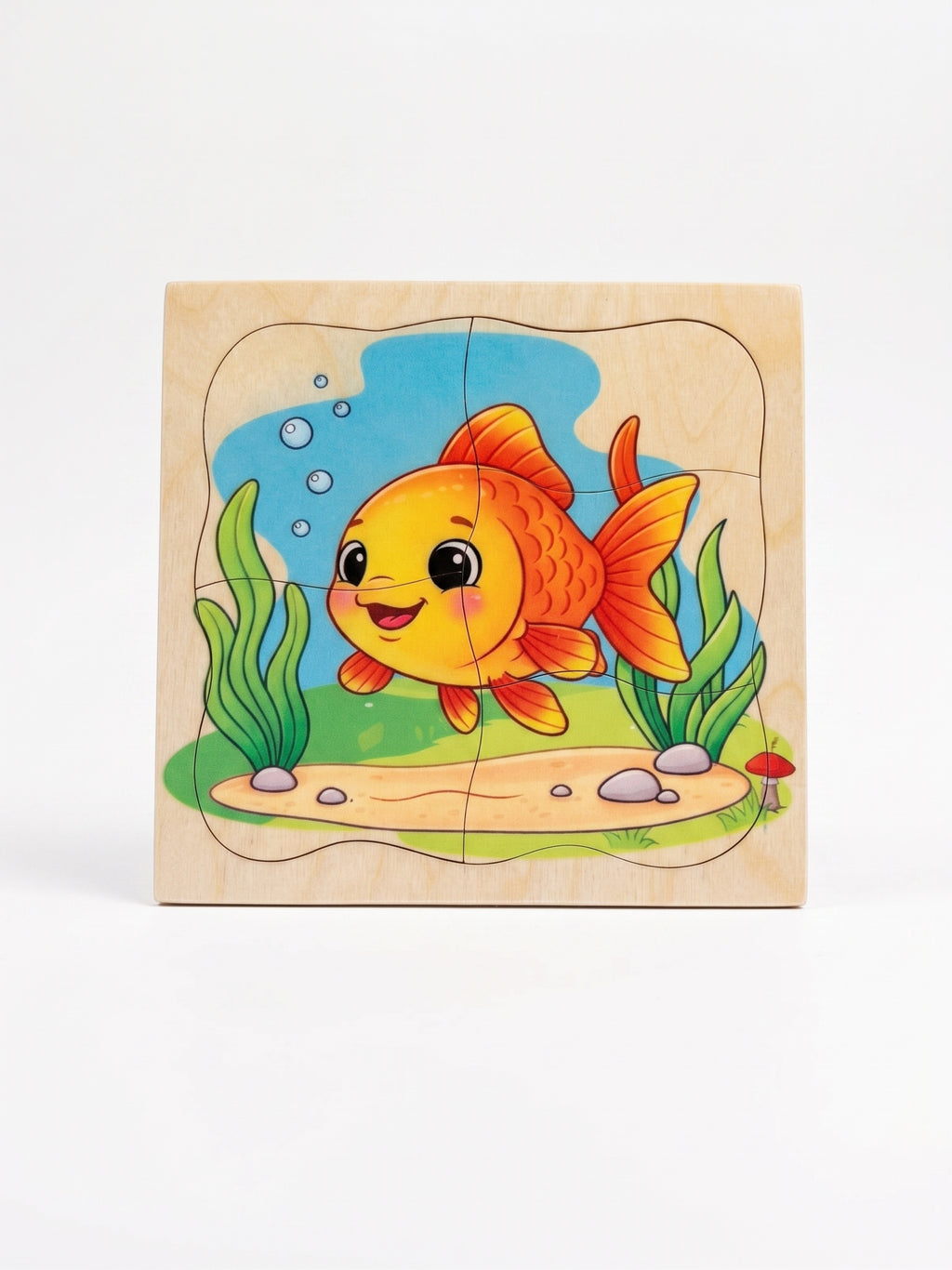 6 pieces Natural wood puzzel