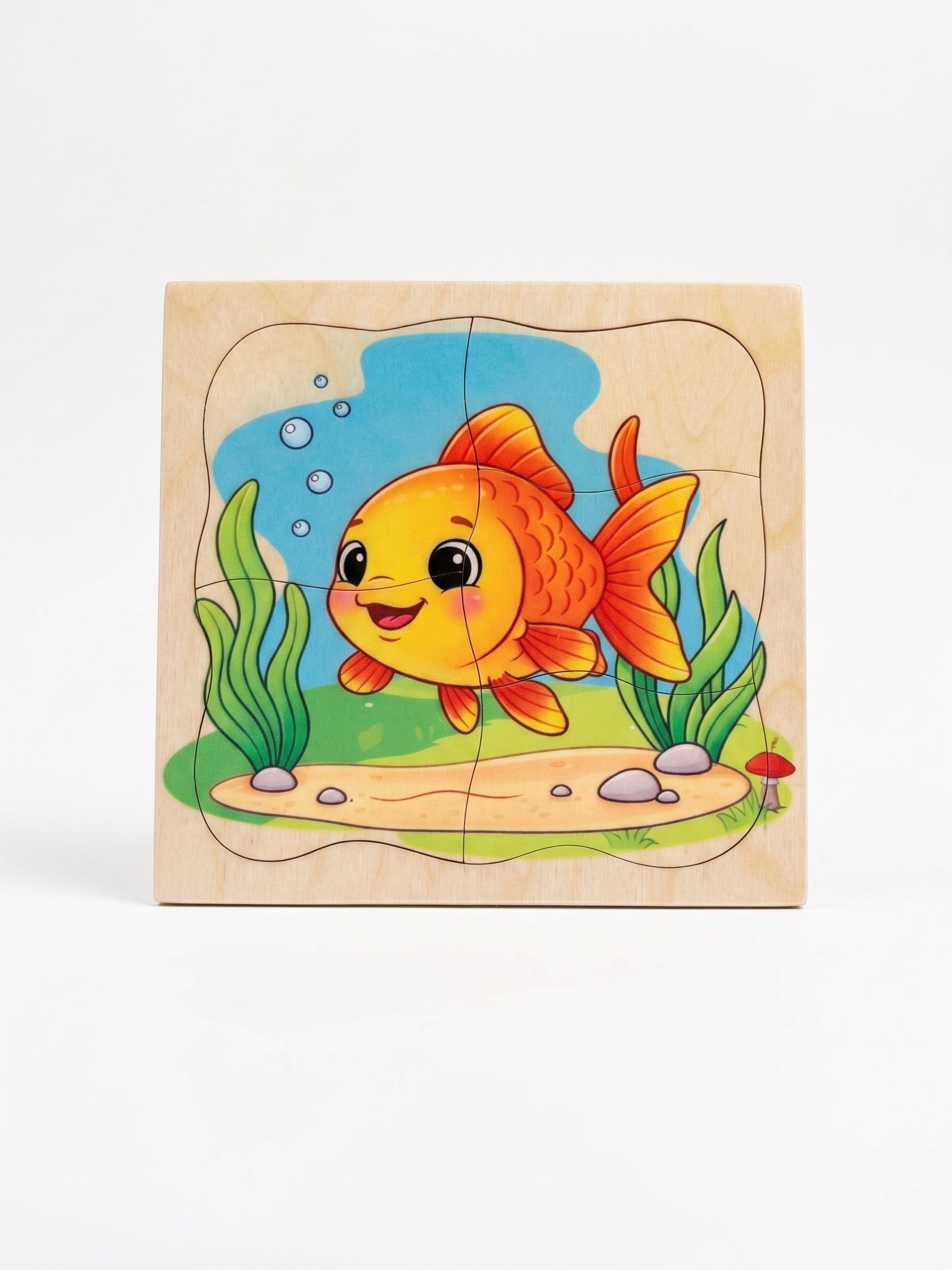 6 pieces Natural wood puzzel