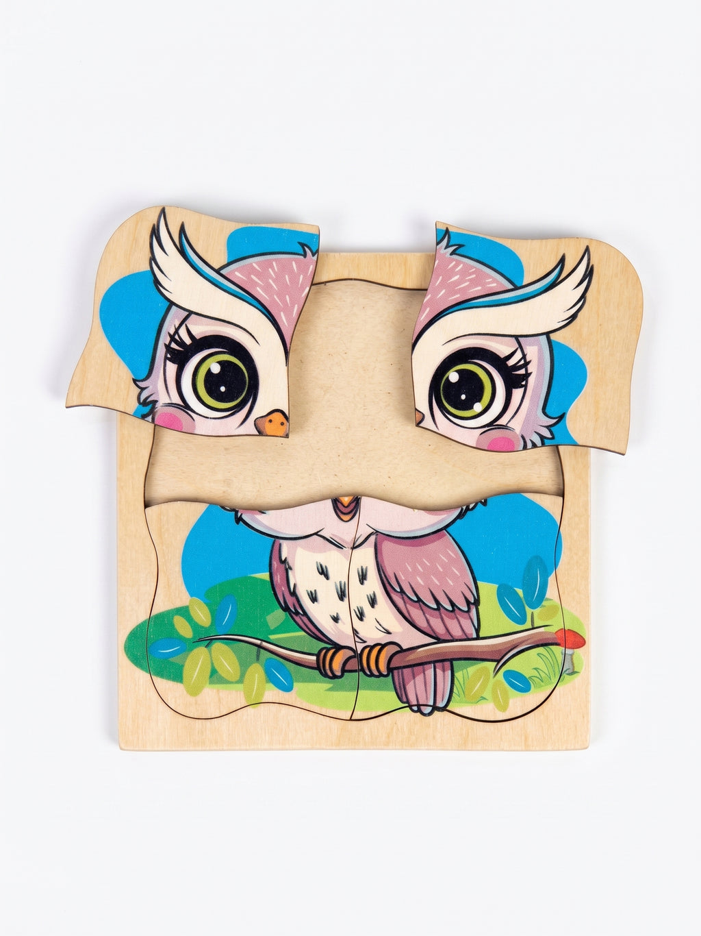4 pieces Natural wood puzzel