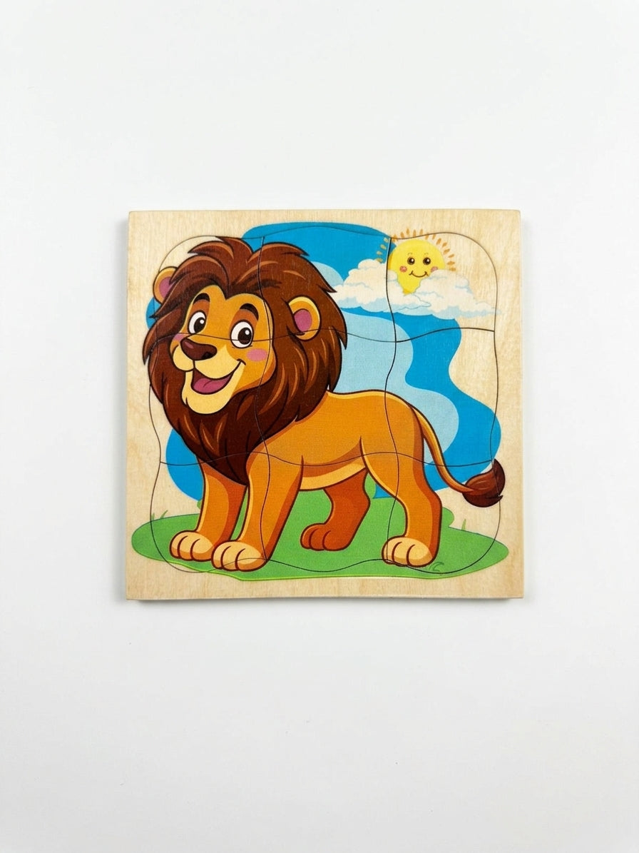 9 pieces Natural wood puzzle
