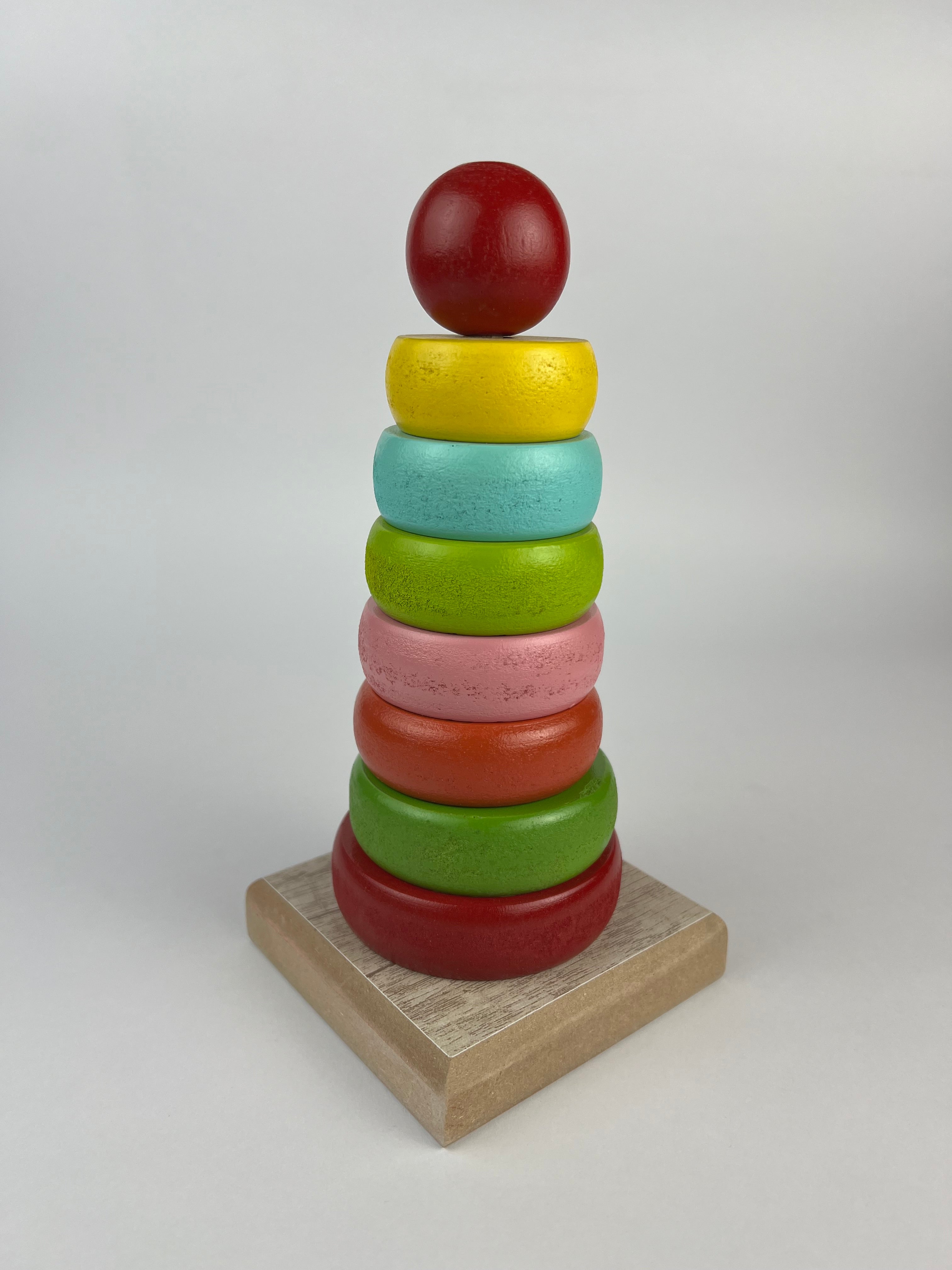 Small Rainbow Wood Ring Tower