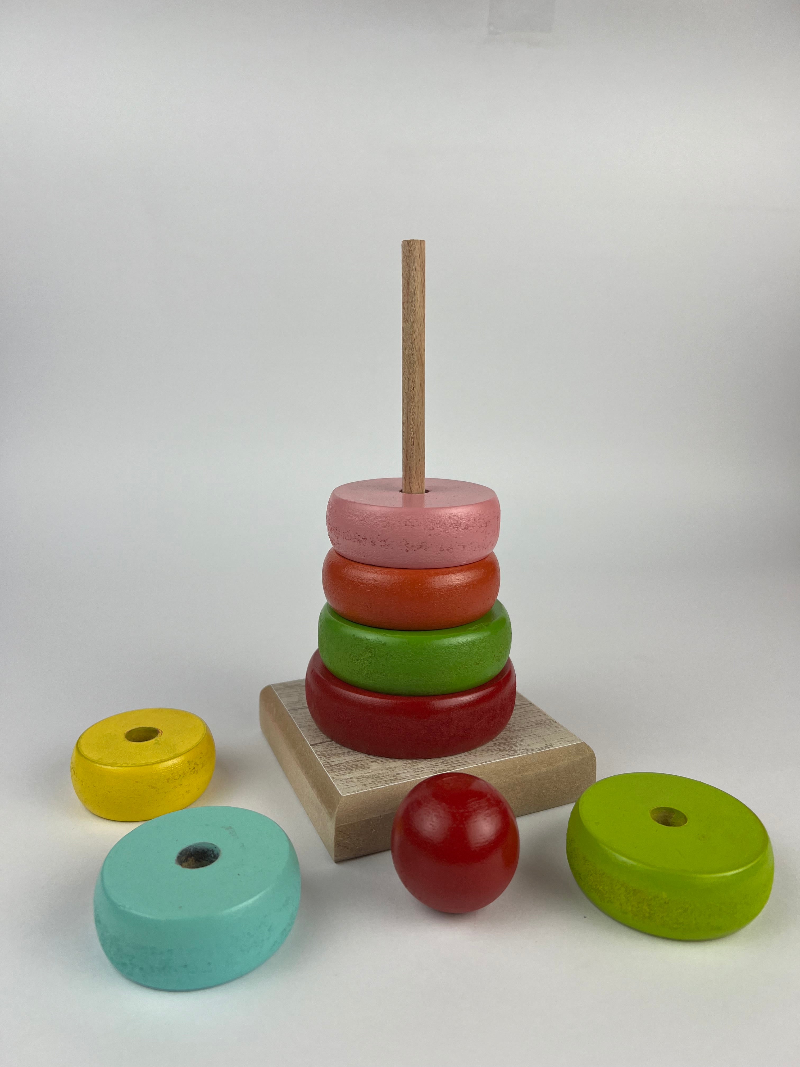 Small Rainbow Wood Ring Tower