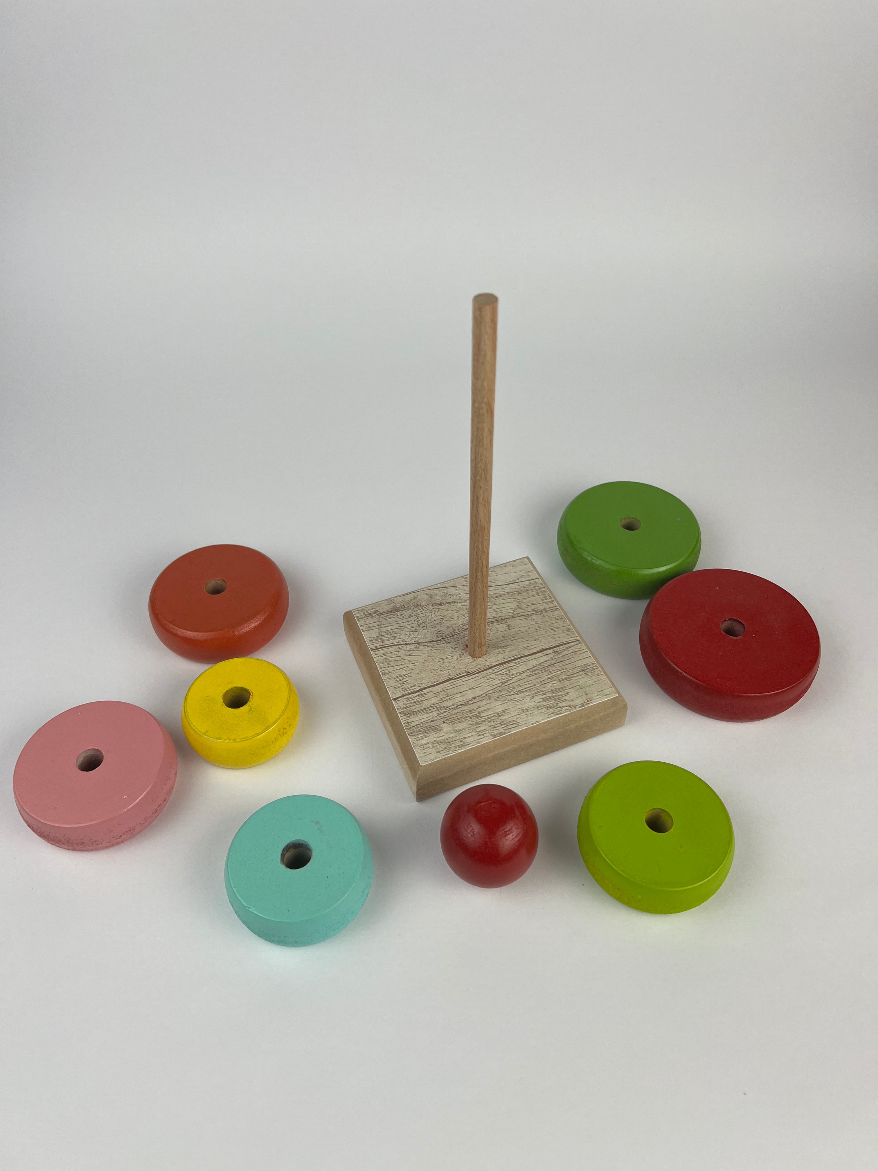 Small Rainbow Wood Ring Tower