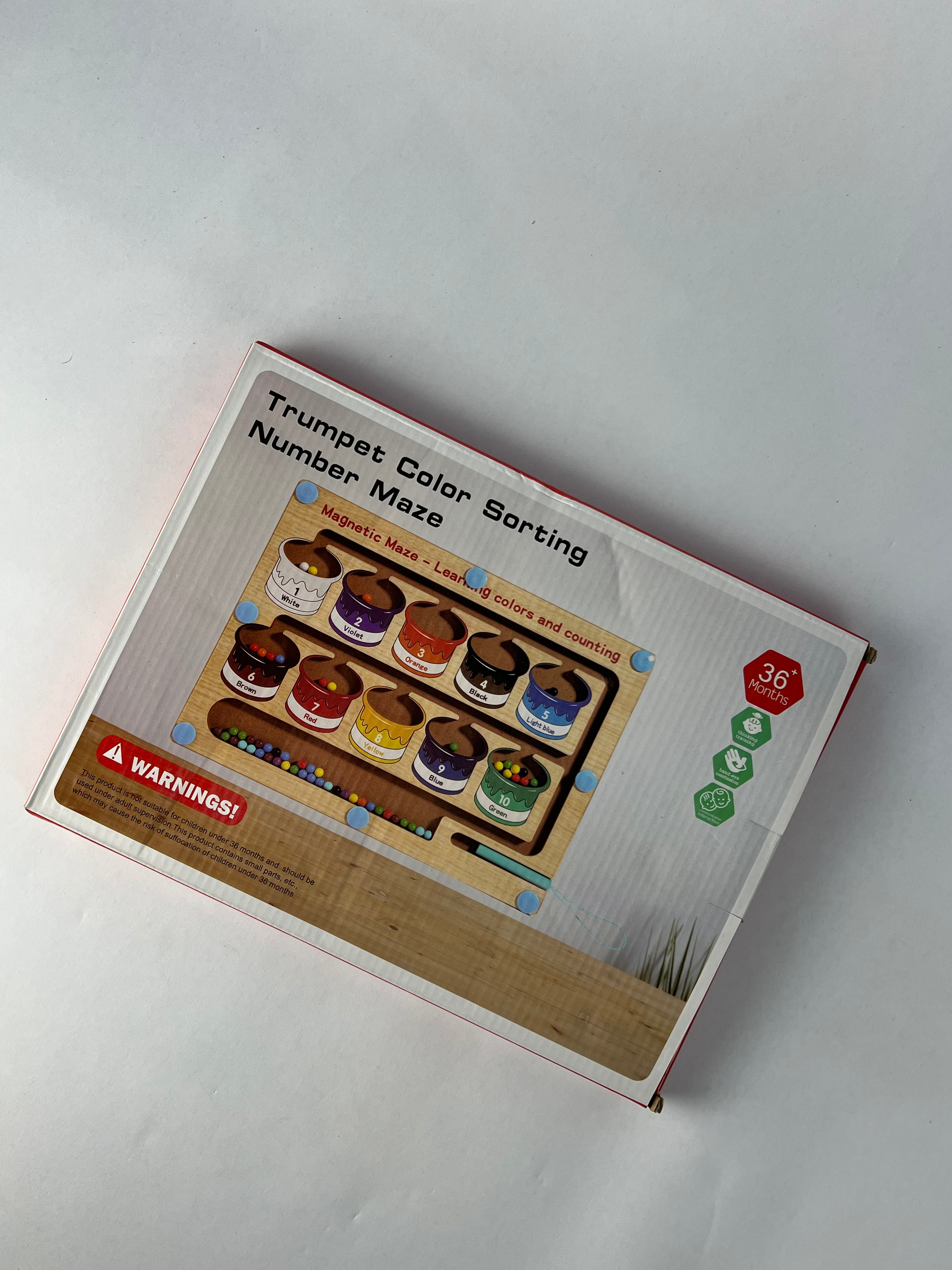 wooden color sorting magnet maze