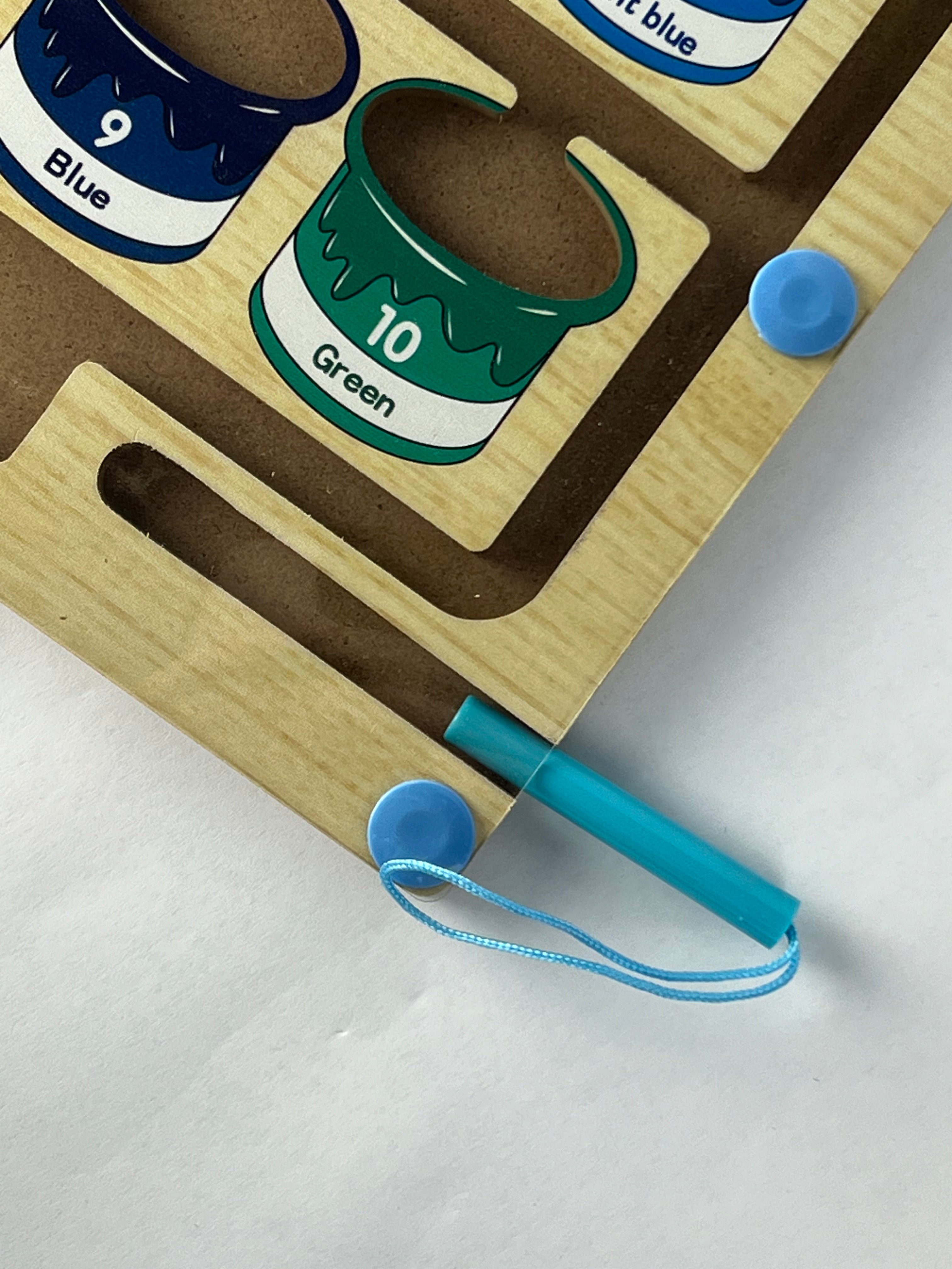 wooden color sorting magnet maze