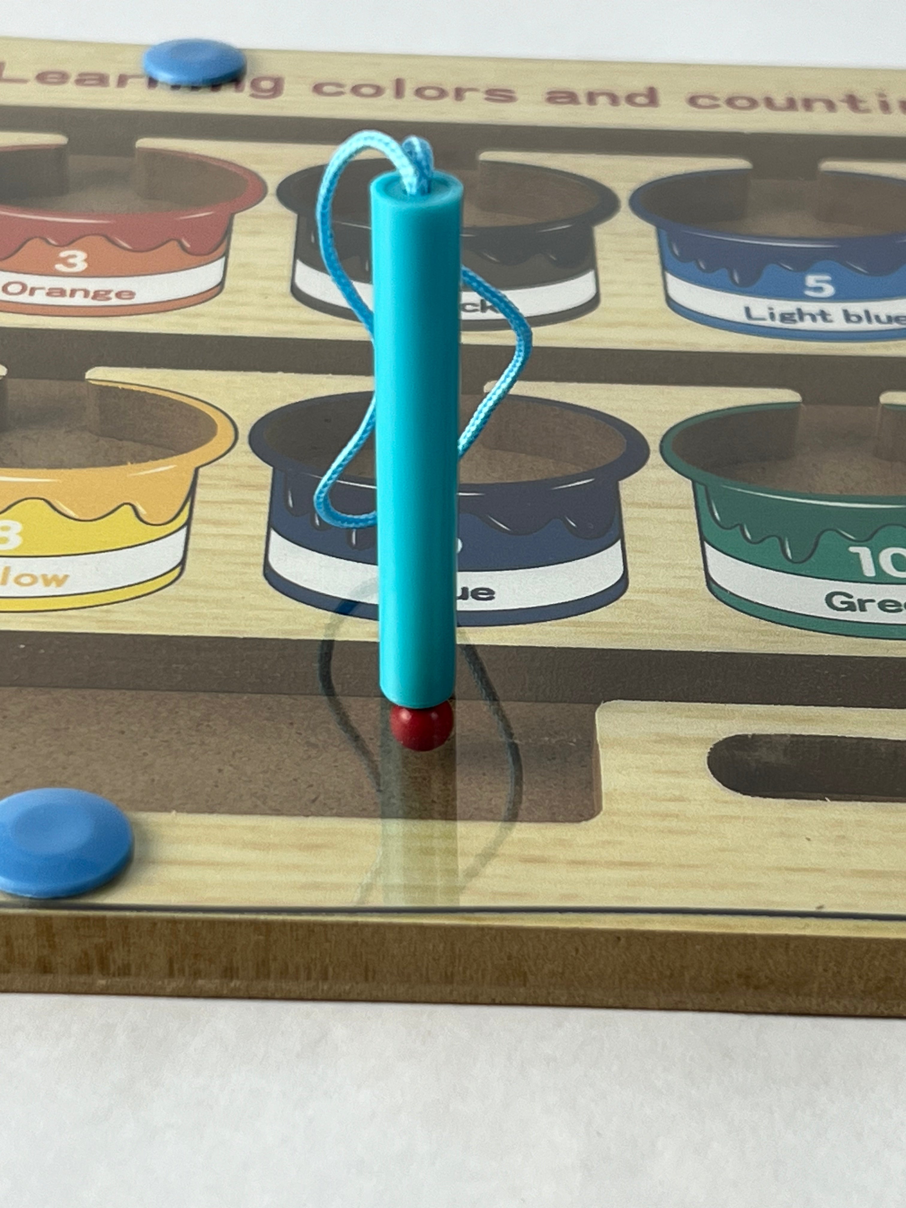 wooden color sorting magnet maze