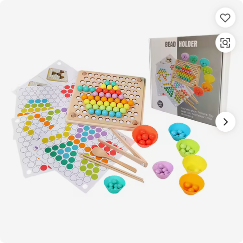 Wooden Bead Color Sorting & Pattern Matching Game