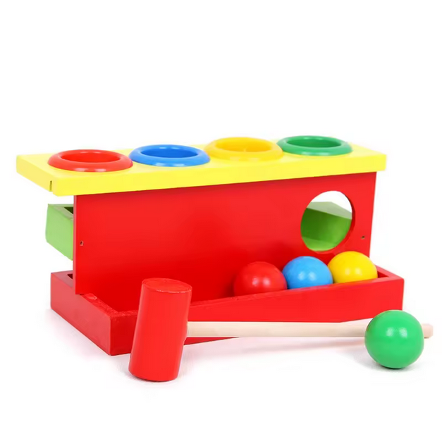 Wooden Ball Box Toy Matching Color Hammering