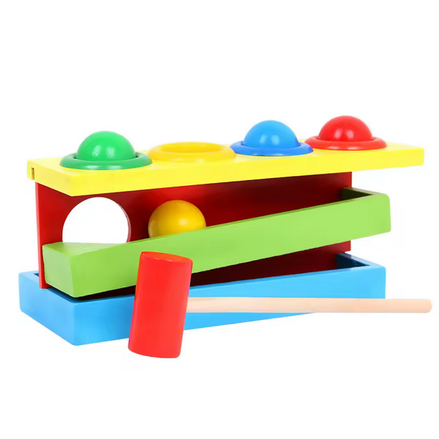 Wooden Ball Box Toy Matching Color Hammering