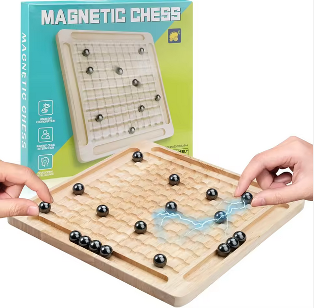Wooden magnetic chess