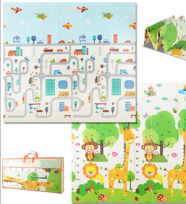 Foldable & Reversable Large Waterproof Foam Baby Mat 1.8*2 m