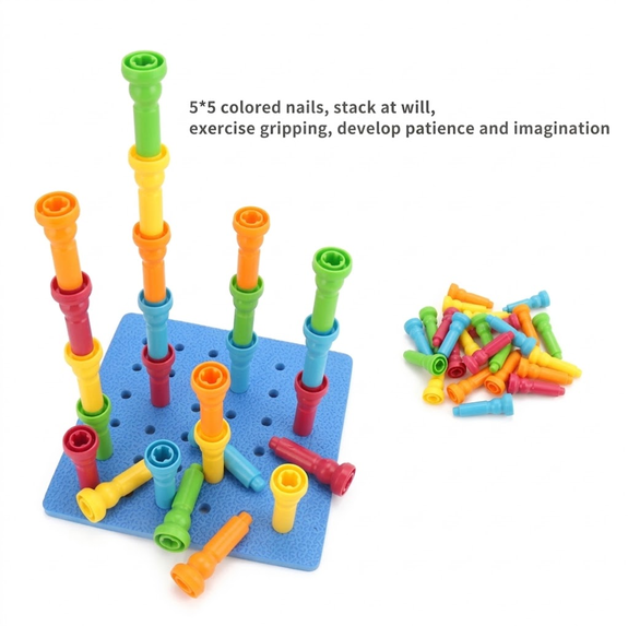 Soft Silicone Button Puzzle Mushroom Pegs Educational Color-Recognition Interlocking Combination Toy Early Childhood