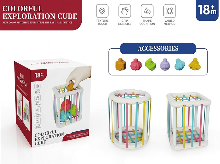 Rainbow Color Recognition Children's Building Block Stacking Finger Fine Grasping Training Plastic Safe Educational Toy for Ages