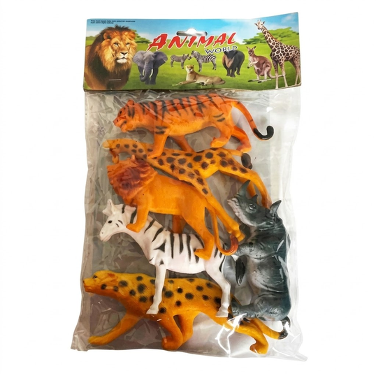 6 pieces plastic wild animals