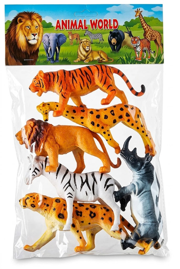 6 pieces plastic wild animals