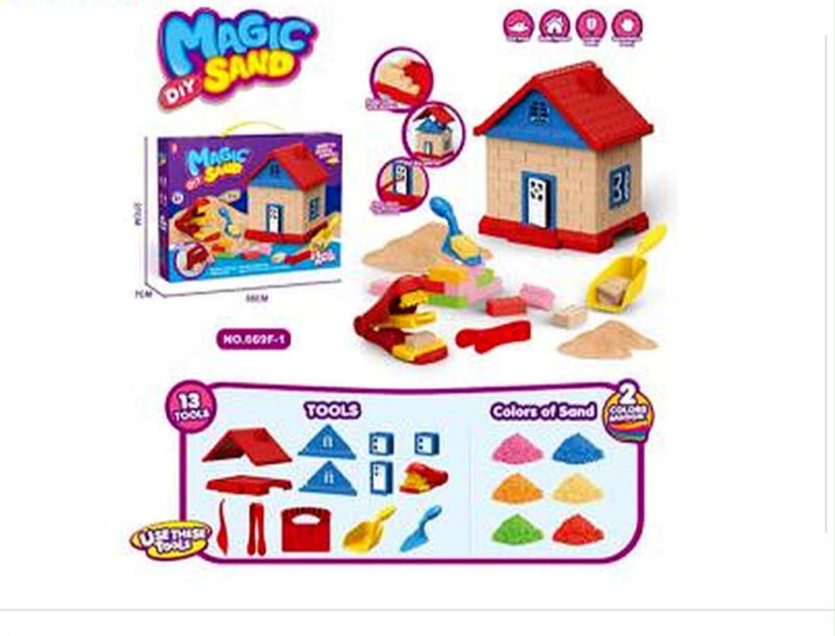 Magic Sand - Kinetic Sand Dream House skeleton Design with 13 Tools , 750 grams Non-Toxic Sands Sands –Ages 3+